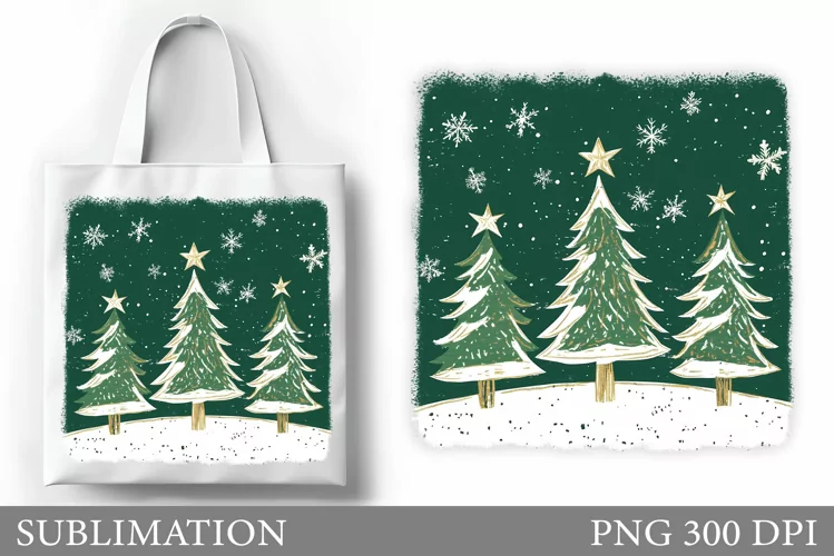 Christmas Tree Tote Bag. Christmas Tote Bag Sublimation
