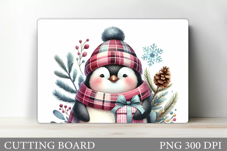 Cute Penguin Cutting Board. Christmas Cutting Board Design