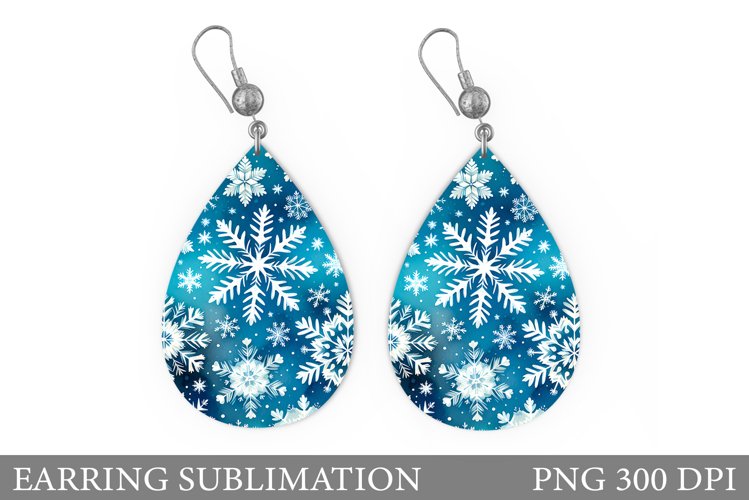 Shimmer Snowflakes Earring. Christmas Earring Sublimation