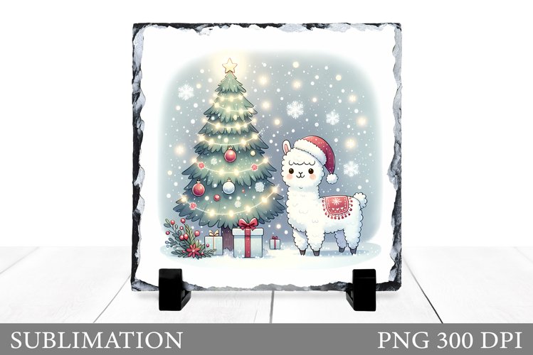 Christmas Lama Sublimation. Christmas Lama Slate Design example image 1
