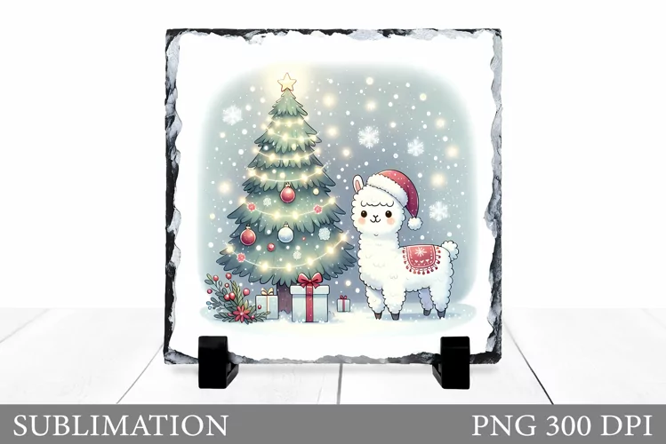 Christmas Lama Sublimation. Christmas Lama Slate Design