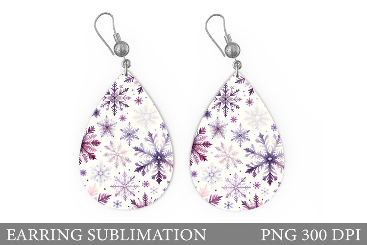 Shimmer Snowflakes Earring. Christmas Earring Sublimation