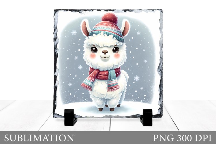 Christmas Lama Sublimation. Christmas Lama Slate Design example image 1