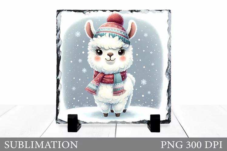Christmas Lama Sublimation. Christmas Lama Slate Design