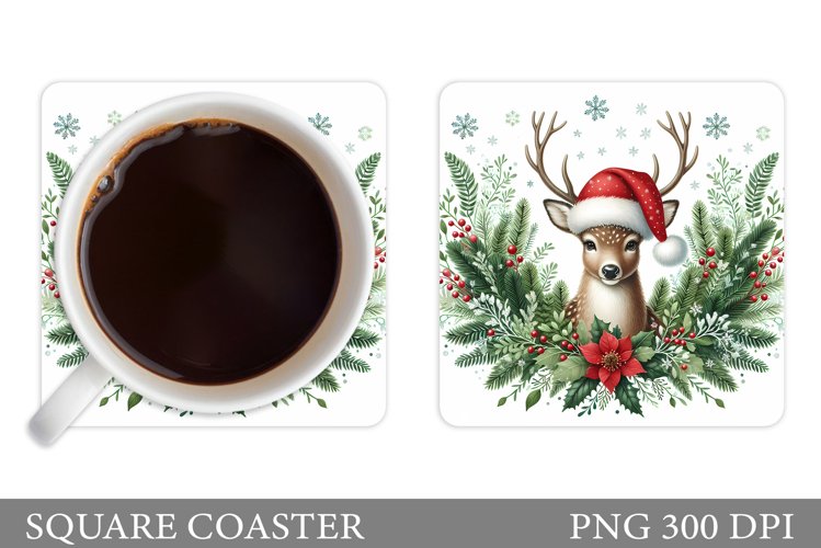Christmas Deer Coaster Design. Christmas Coaster Sublimation