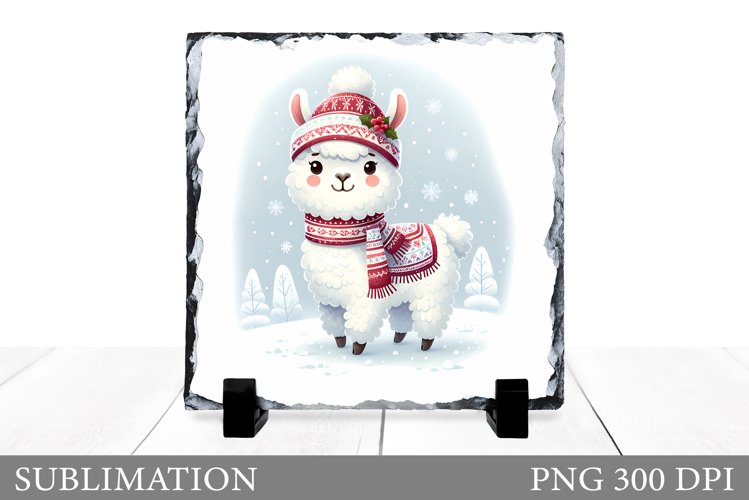 Christmas Lama Sublimation. Christmas Lama Slate Design example image 1