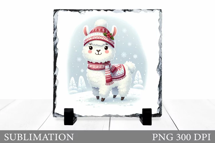 Christmas Lama Sublimation. Christmas Lama Slate Design
