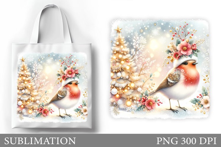 Christmas Bird Tote Bag. Christmas Tote Bag Design