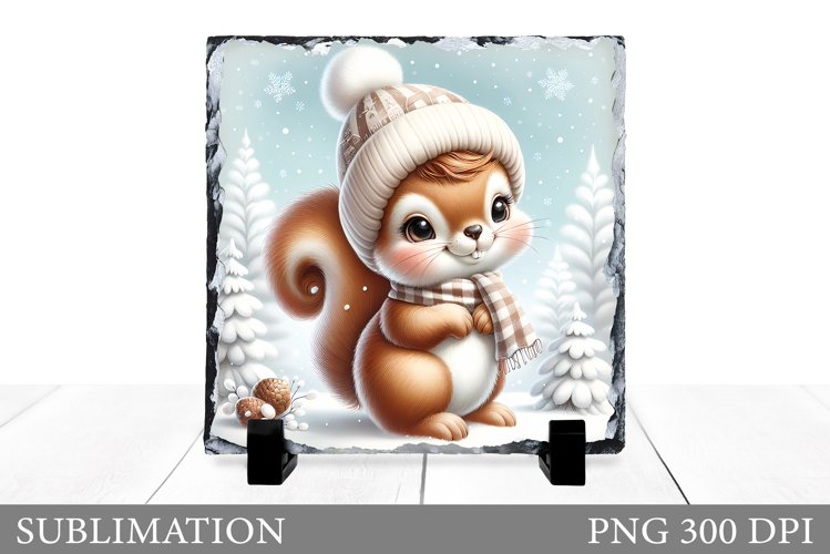 Christmas Squirrel Sublimation. Christmas Squirrel Slate example image 1