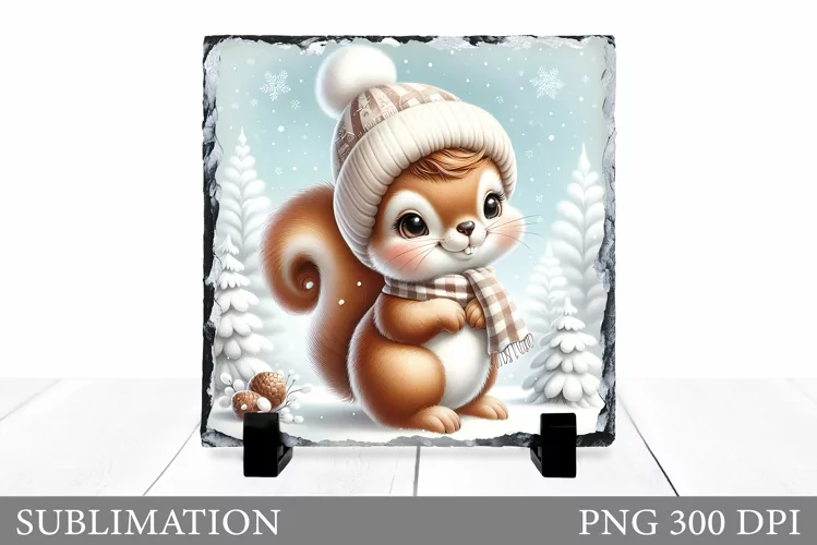 Christmas Squirrel Sublimation. Christmas Squirrel Slate