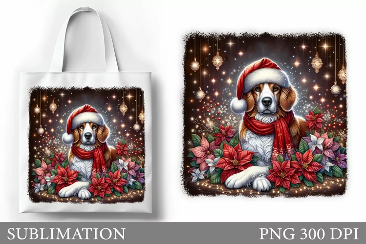 Christmas Dog Tote Bag. Christmas Tote Bag Sublimation