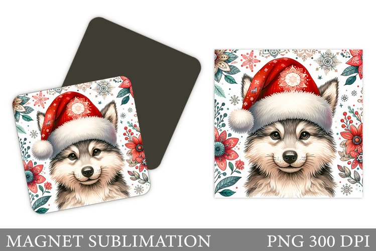 Christmas Wolf Magnet Design. Christmas Magnet Sublimation