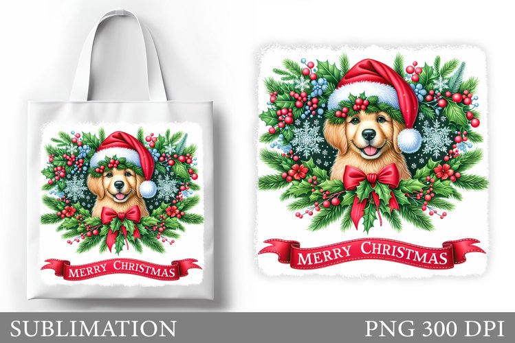 Christmas Dog Tote Bag. Christmas Tote Bag Sublimation