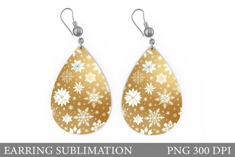 Snowflakes Earring Design. Snowflakes Teardrop Earring example image 1