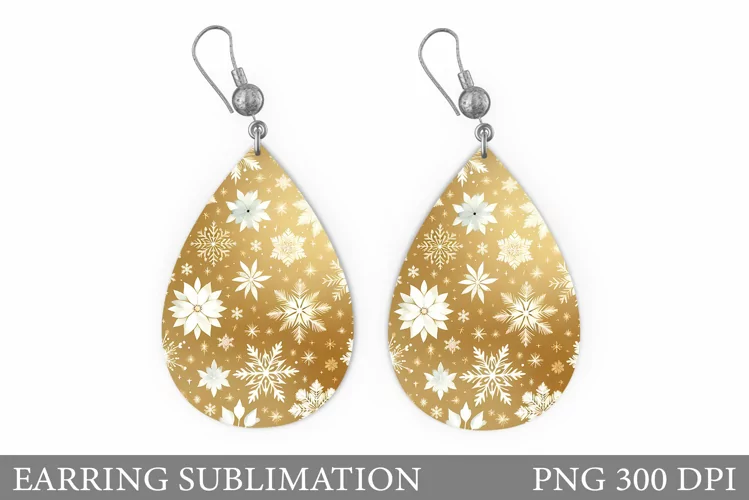 Snowflakes Earring Design. Snowflakes Teardrop Earring