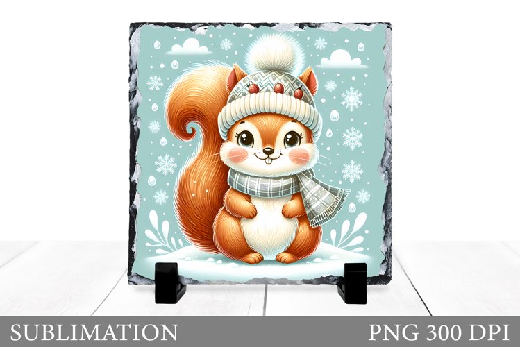 Christmas Squirrel Design. Christmas Slate Sublimation example image 1
