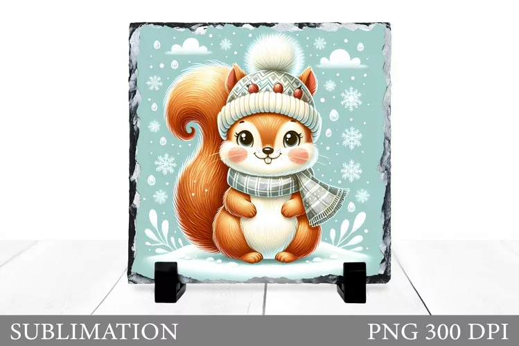 Christmas Squirrel Design. Christmas Slate Sublimation