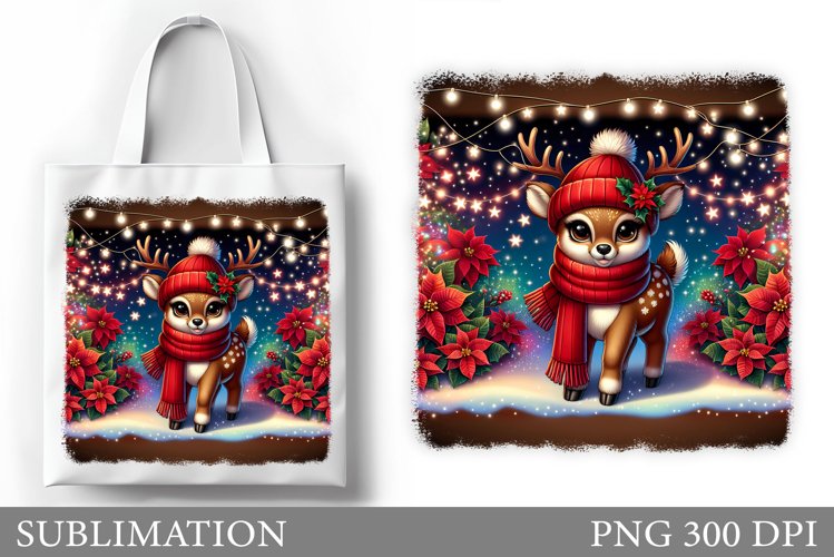 Christmas Deer Tote Bag. Christmas Tote Bag Sublimation example image 1