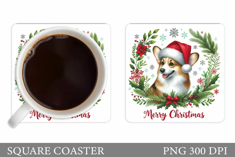 Christmas Dog Coaster Design. Christmas Coaster Sublimation