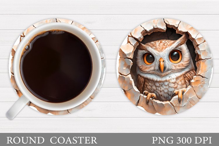Christmas Owl Coaster Design. Christmas Coaster Sublimation example image 1