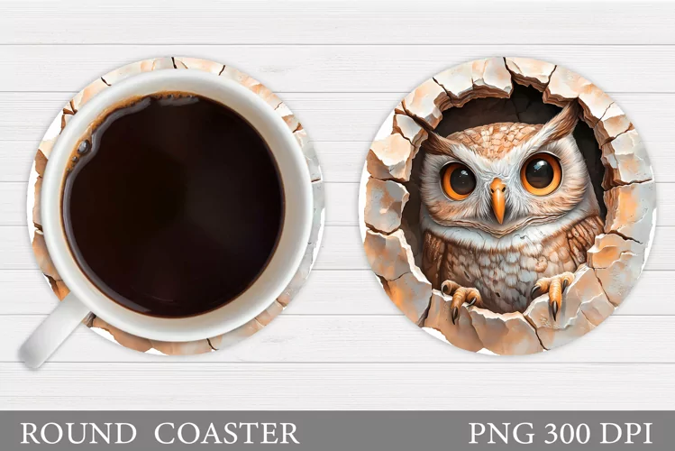 Christmas Owl Coaster Design. Christmas Coaster Sublimation