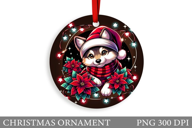 Cute Wolf Christmas Ornament. Christmas Ornament Sublimation example image 1