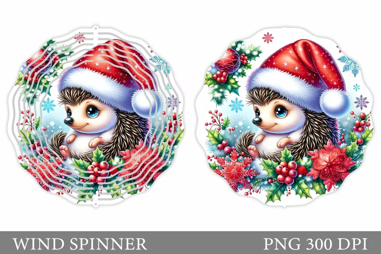 Christmas Hedgehog Wind Spinner. Christmas Wind Spinner