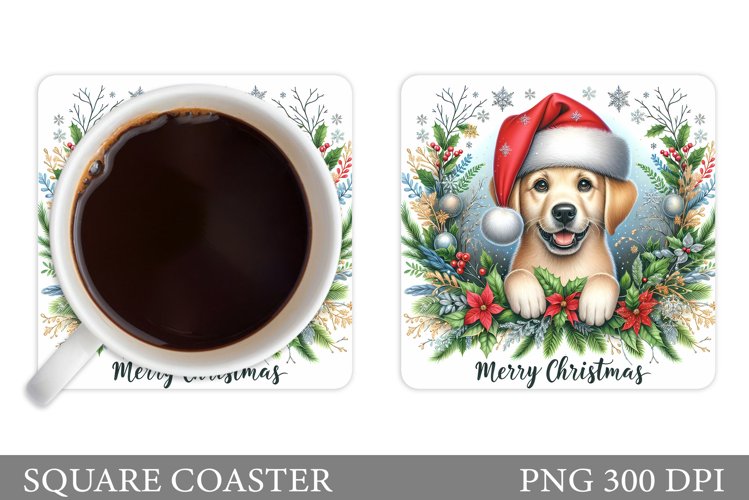 Christmas Dog Coaster Sublimation. Christmas Coaster Design example image 1
