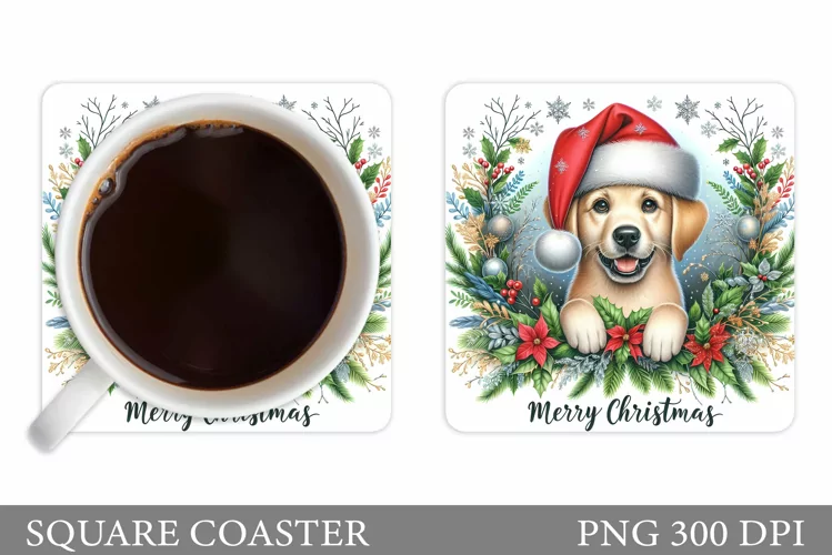 Christmas Dog Coaster Sublimation. Christmas Coaster Design