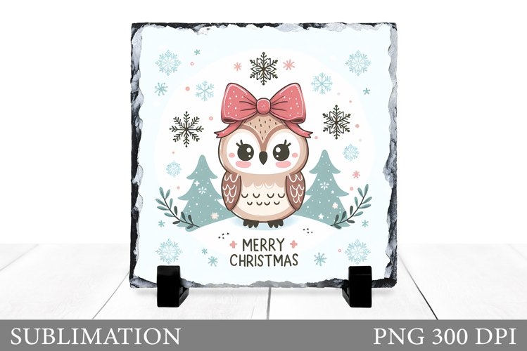 Christmas Owl Sublimation. Christmas Owl Slate Design example image 1