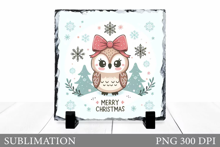 Christmas Owl Sublimation. Christmas Owl Slate Design