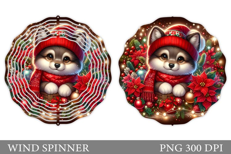 Christmas Wolf Wind Spinner. Christmas Wind Spinner Design example image 1