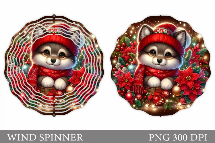 Christmas Wolf Wind Spinner. Christmas Wind Spinner Design