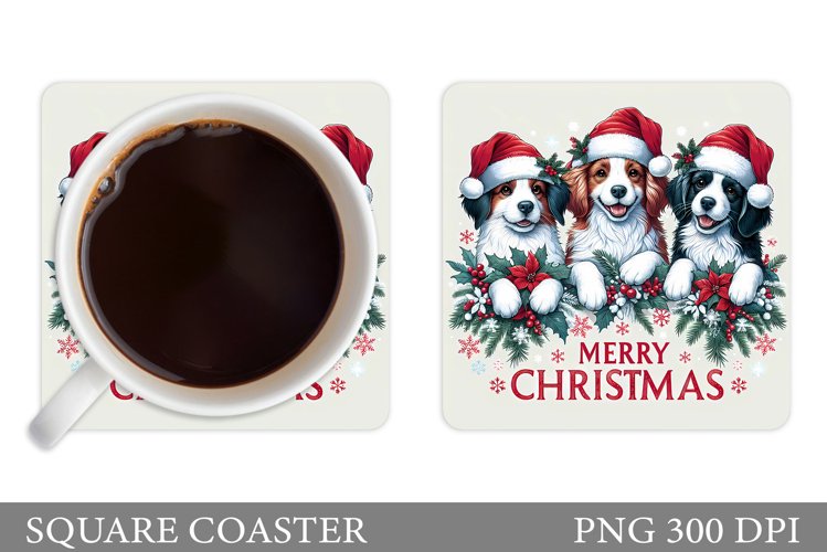 Cute Dog Coaster Design. Christmas Coaster Sublimation example image 1
