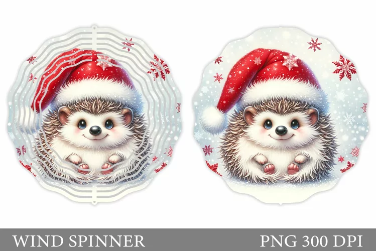 Christmas Hedgehog Wind Spinner. Christmas Wind Spinner