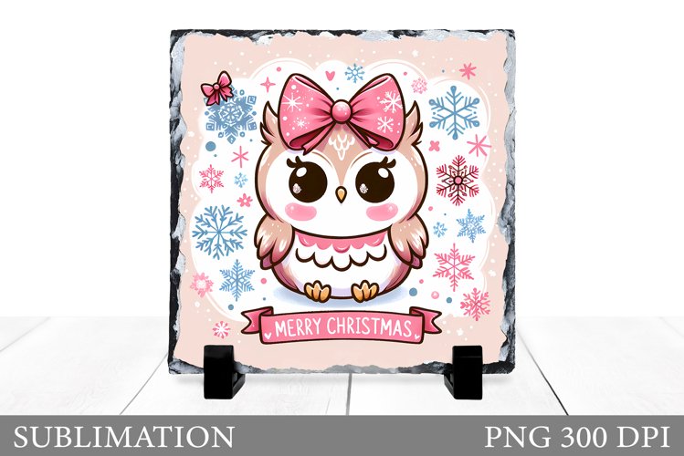 Christmas Owl Sublimation. Christmas Owl Slate Design example image 1