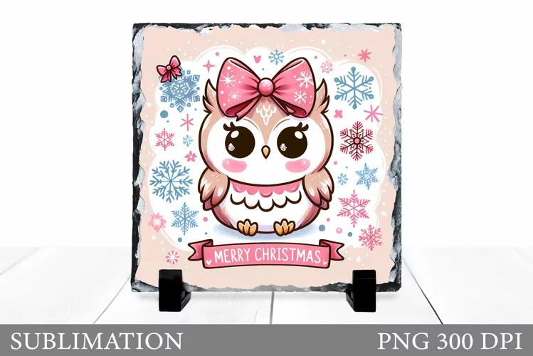 Christmas Owl Sublimation. Christmas Owl Slate Design