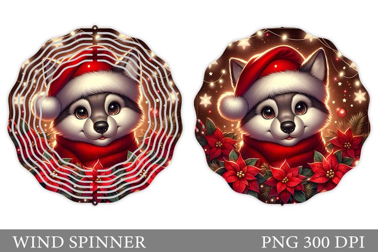 Christmas Wolf Wind Spinner. Christmas Wind Spinner Design example image 1