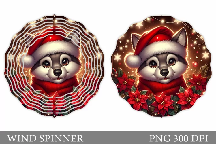Christmas Wolf Wind Spinner. Christmas Wind Spinner Design
