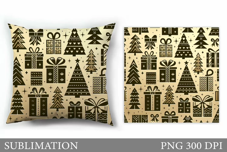 Christmas Tree Pillow Design. Christmas Pillow Sublimation