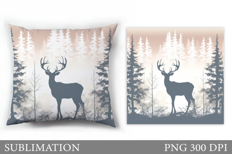 Christmas Deer Pillow Design. Christmas Pillow Sublimation example image 1