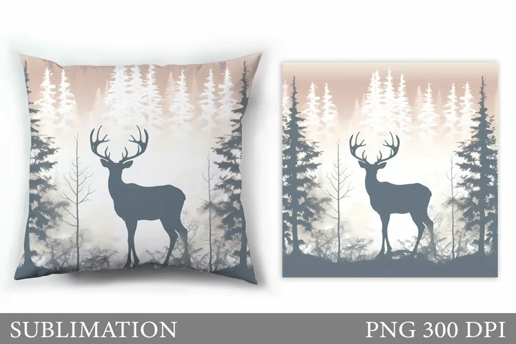 Christmas Deer Pillow Design. Christmas Pillow Sublimation