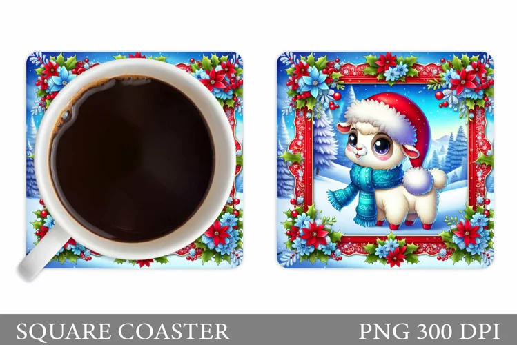 Christmas Lama Coaster Design. Christmas Coaster Sublimation