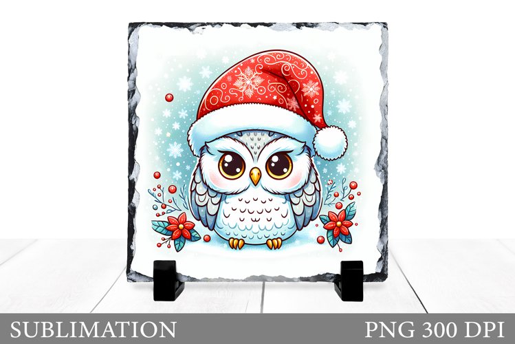 Christmas Owl Sublimation. Christmas Owl Slate Design