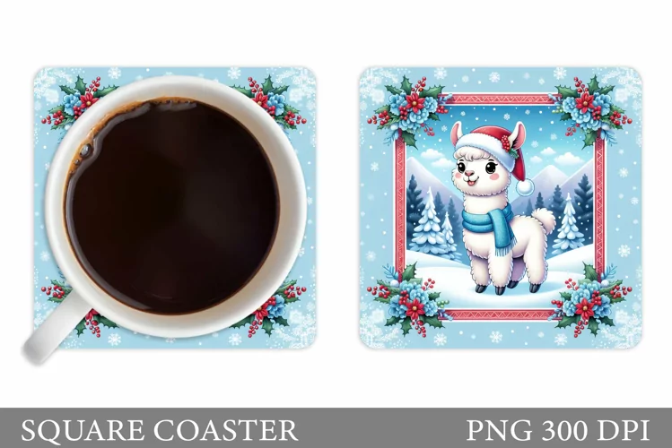 Christmas Lama Coaster Design. Christmas Coaster Sublimation