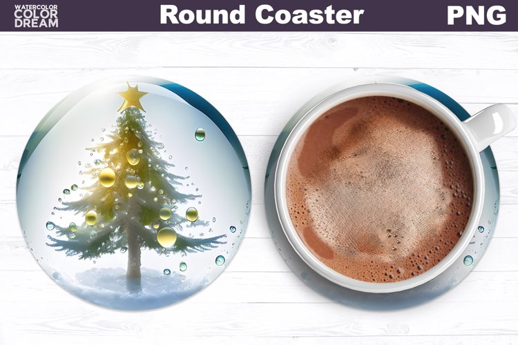 Christmas Tree Round Coaster | Coaster 3D Christmas example image 1
