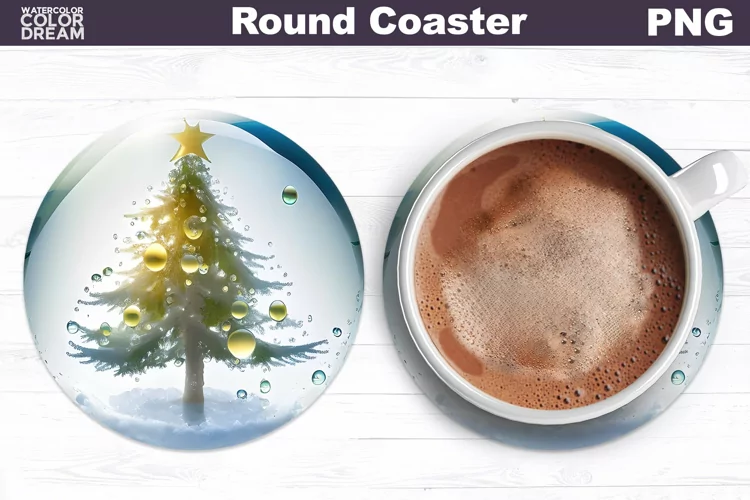 Christmas Tree Round Coaster | Coaster 3D Christmas