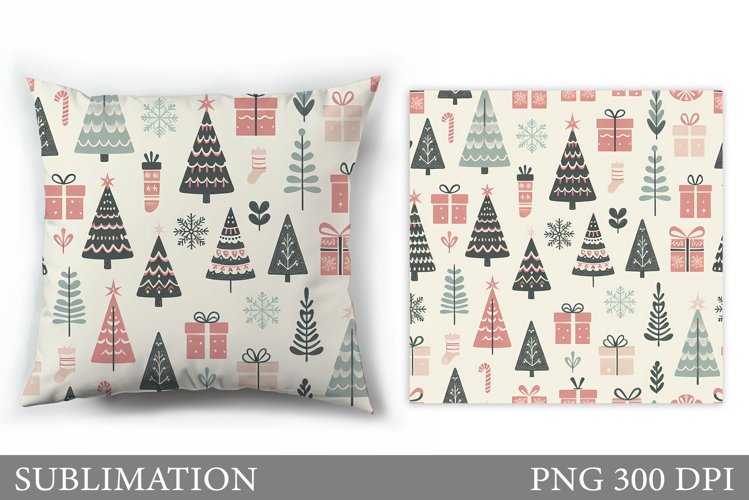 Christmas Tree Pillow Design. Christmas Pillow Sublimation example image 1