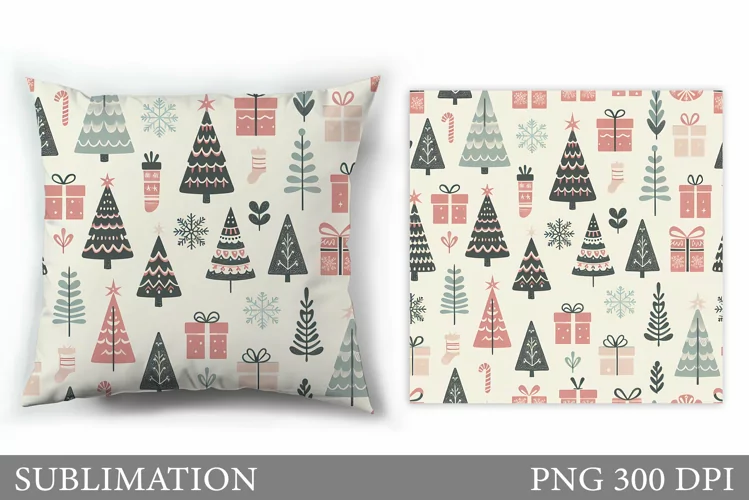 Christmas Tree Pillow Design. Christmas Pillow Sublimation