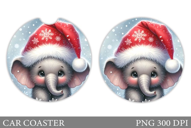 Christmas Elephant Car Coaster. Christmas Car Coaster Design example image 1